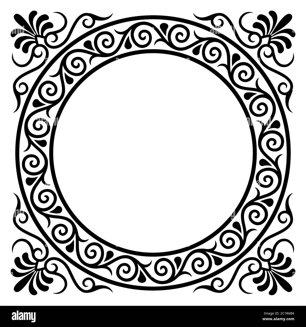 Antique round frame on white background. Vintage vector card Stock Vector  Image & Art - Alamy