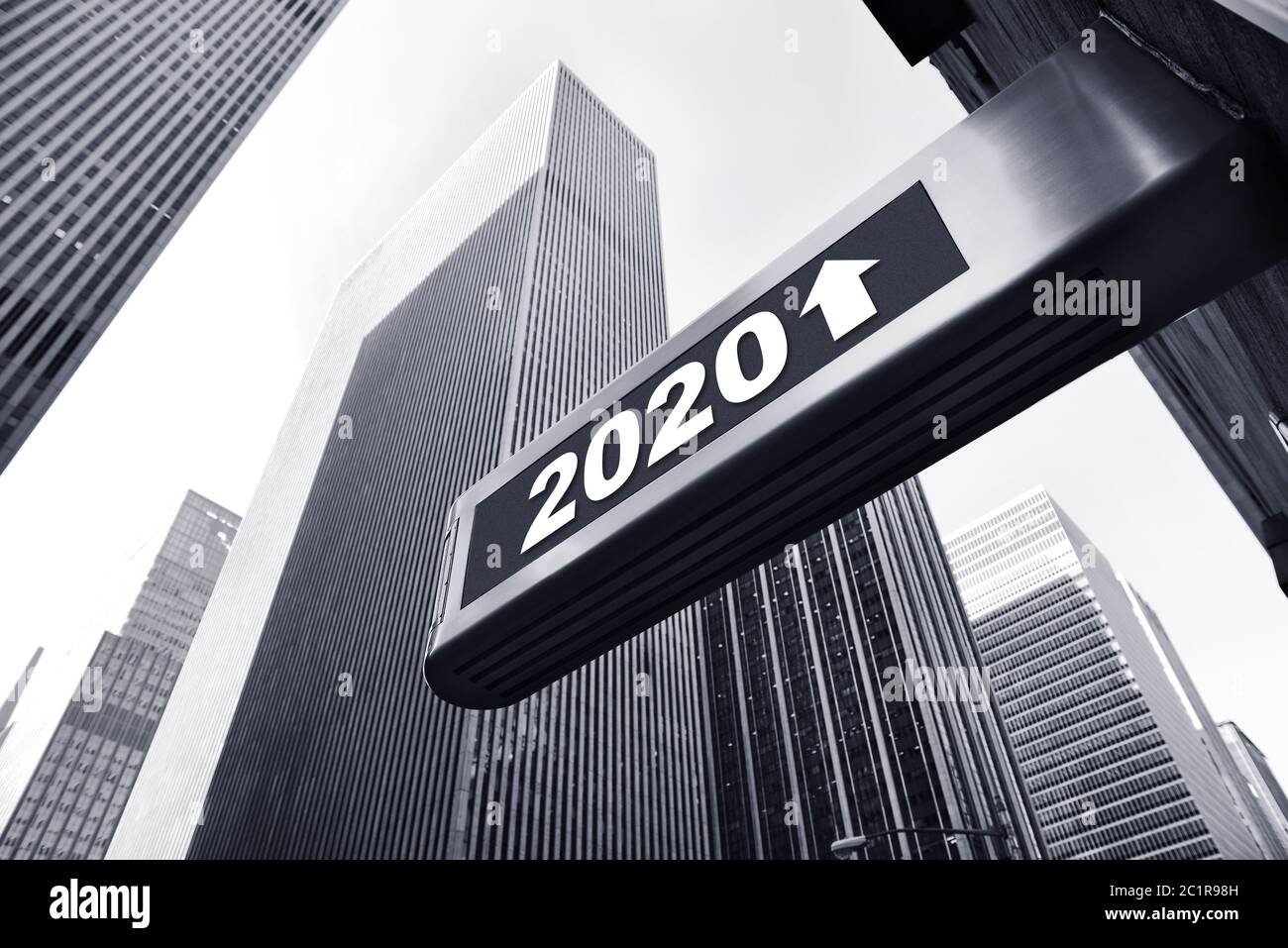 office building with an 2020 display Stock Photo