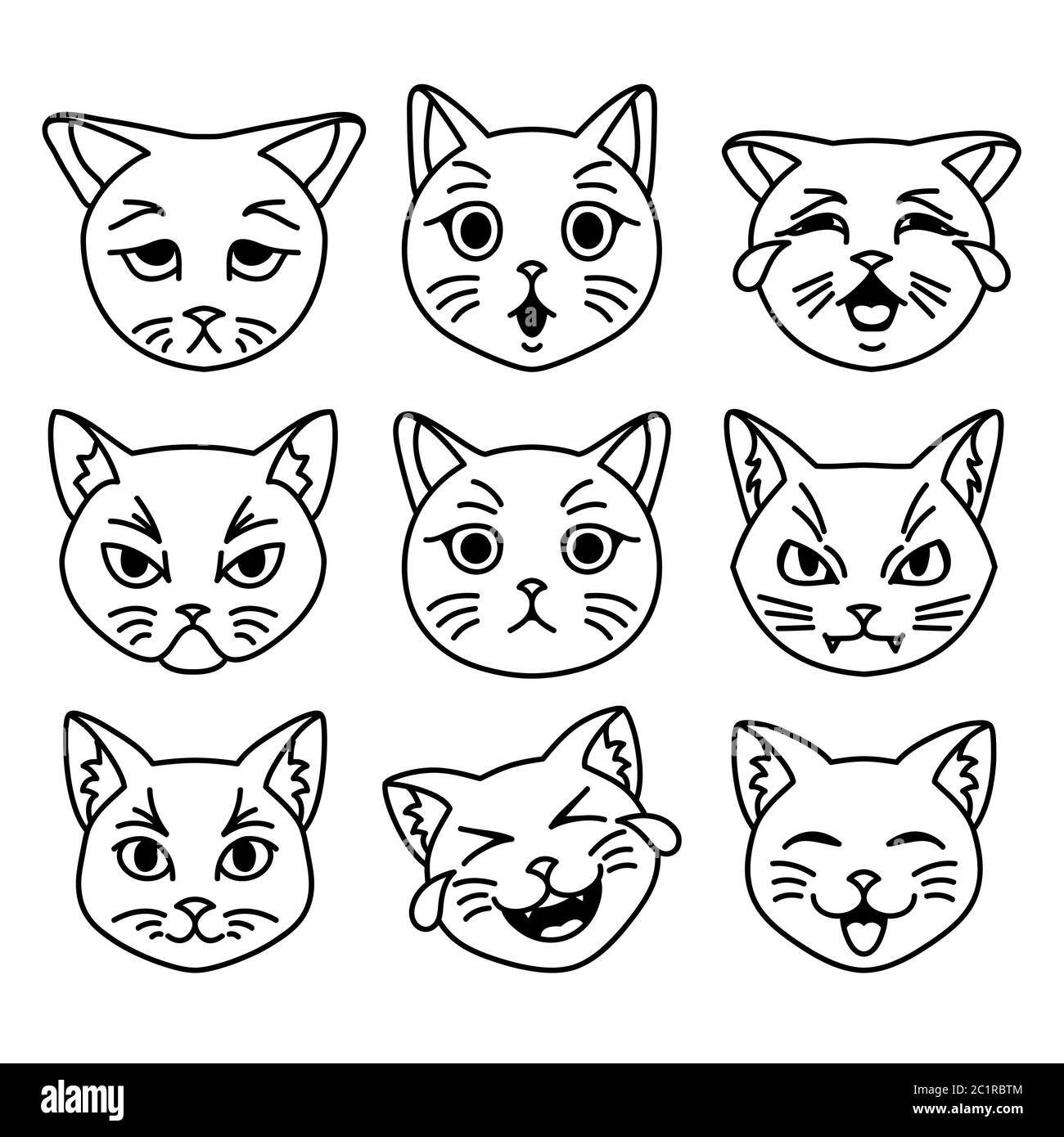 Cat face emoji vector set. Cats emoticon in angry and sad expressions or  emotion isolated in white background. Vector illustration 3d realistic  Stock Vector Image & Art - Alamy