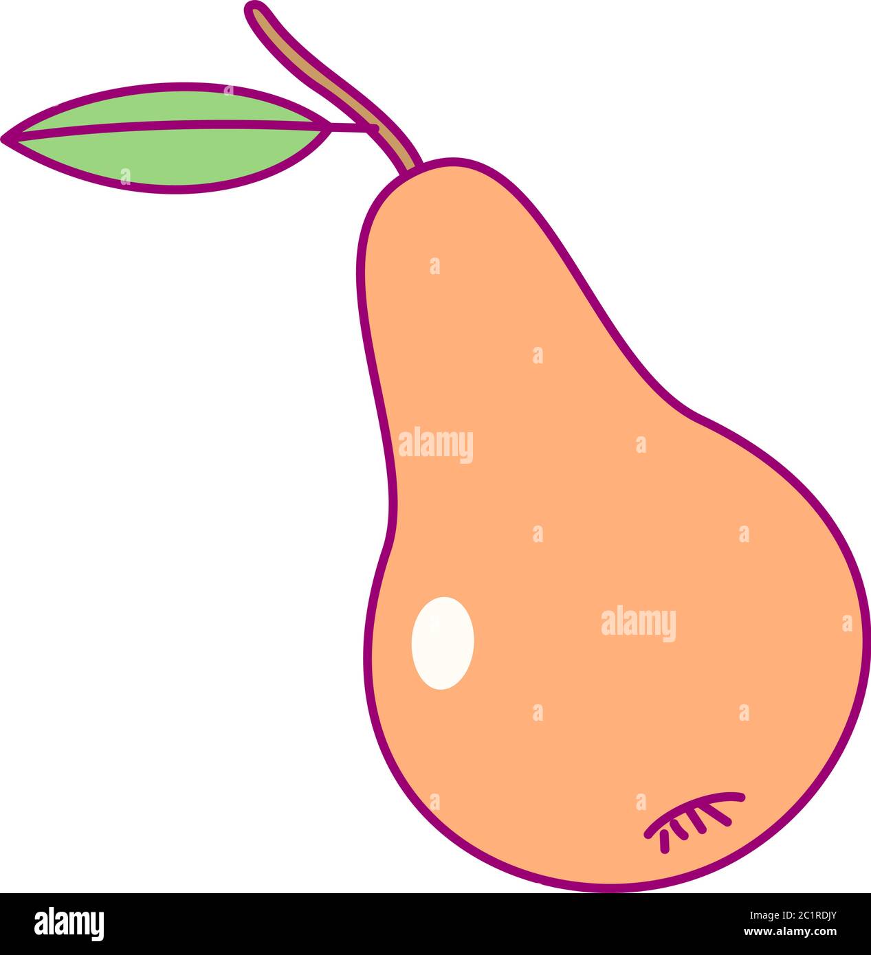 vector cute drawn fruit clip art pear Stock Vector