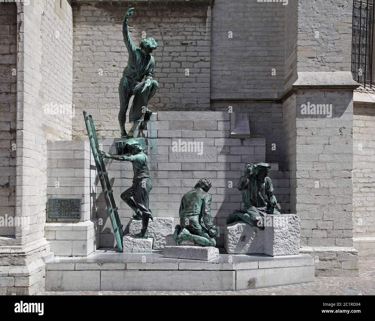 Sculpture outside The Cathedral of Our Lady Antwerp Belgium.Honouring architect Pieter Appelmans Stock Photo