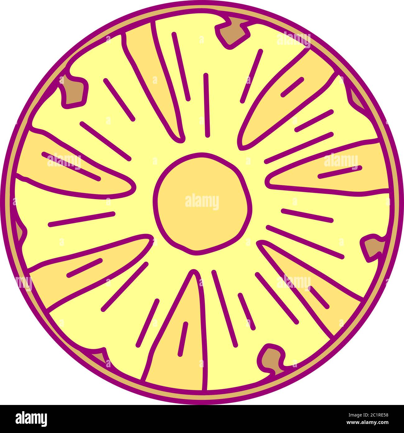 vector cute drawn fruit clip art pineapple Stock Vector