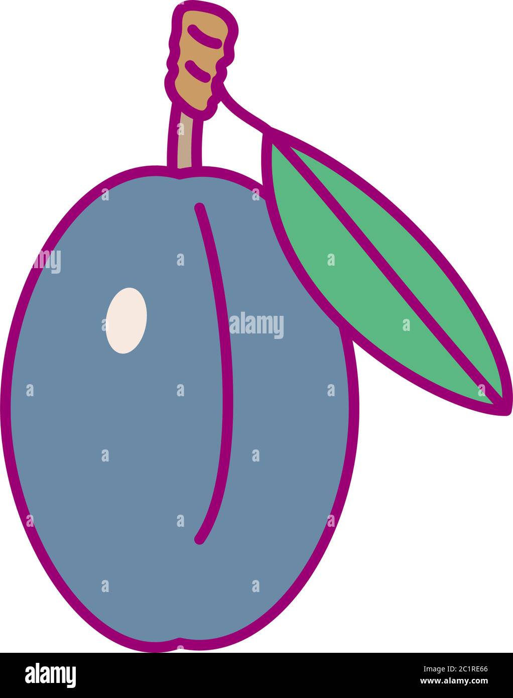 vector cute drawn fruit clip art plum Stock Vector