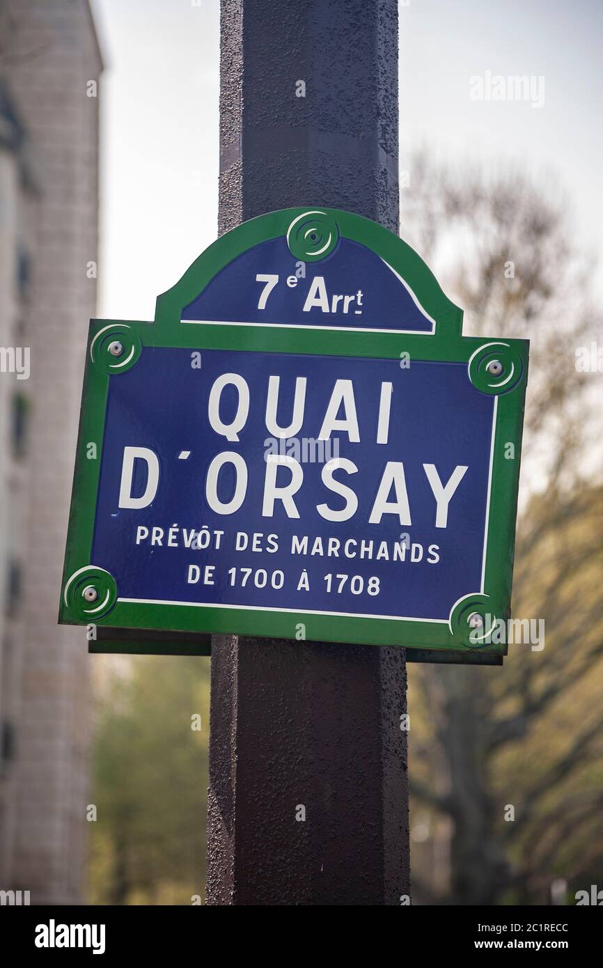 Quai d'Orsay street sign, Paris, France Stock Photo