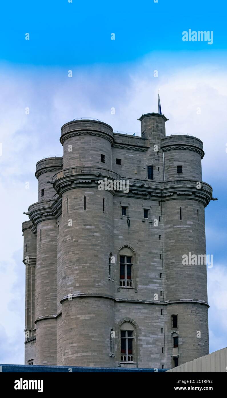 Chateau de Vincennes - massive 14th and 17th century French royal fortress in the town of Vincennes, Val-de-Marne, France Stock Photo