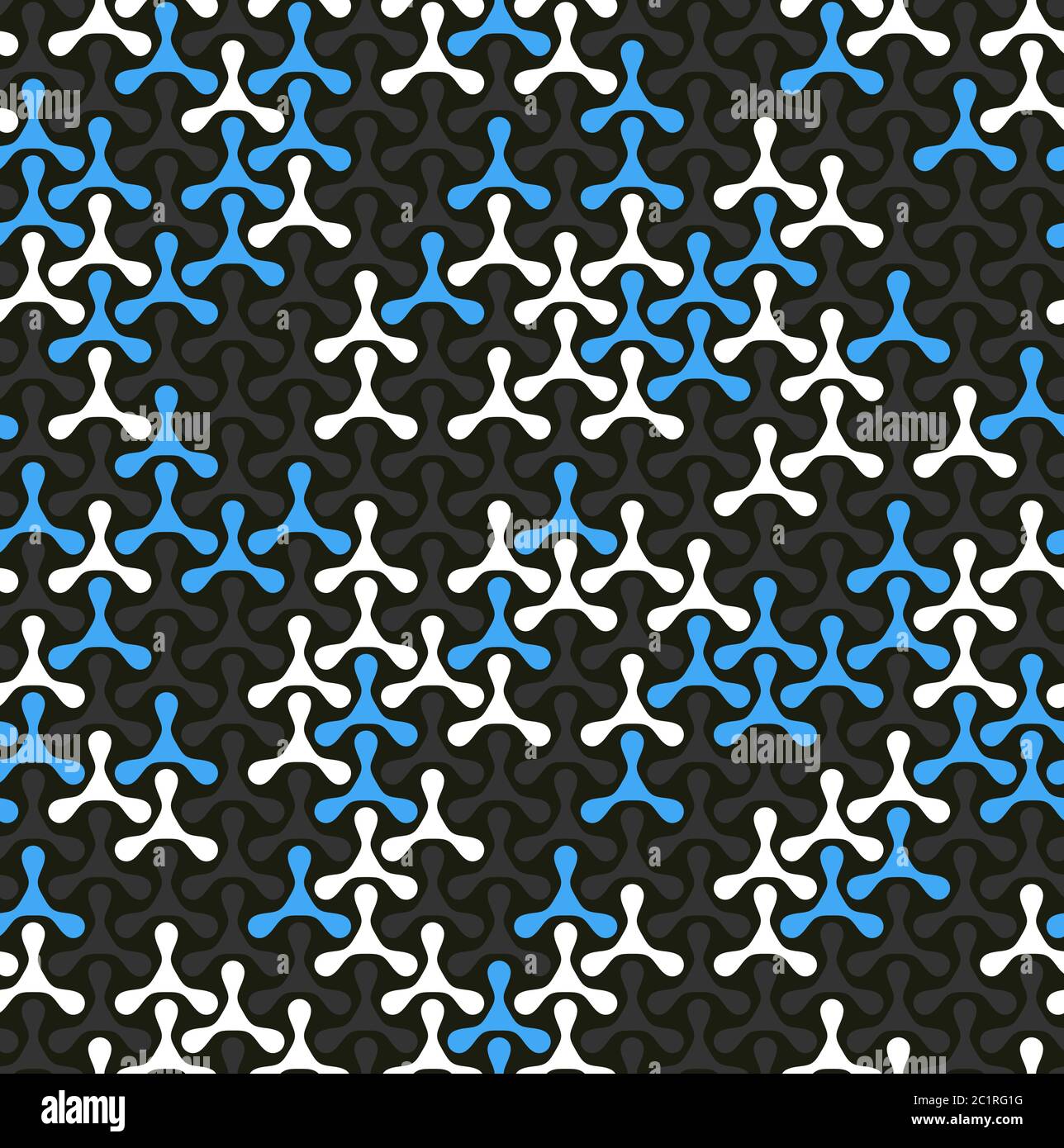 Modern seamless pattern of colored triplex geometric shape on dark Stock Vector