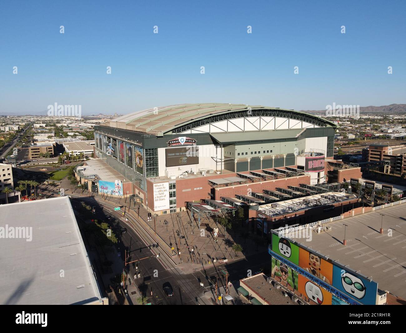 General overall view of Chase Field amid the global coronavirus COVID-19  pandemic, Sunday, June 7, 2020 in Phoenix. The baseball stadium, formerly  Bank One Ballpark, located in downtown is the home of