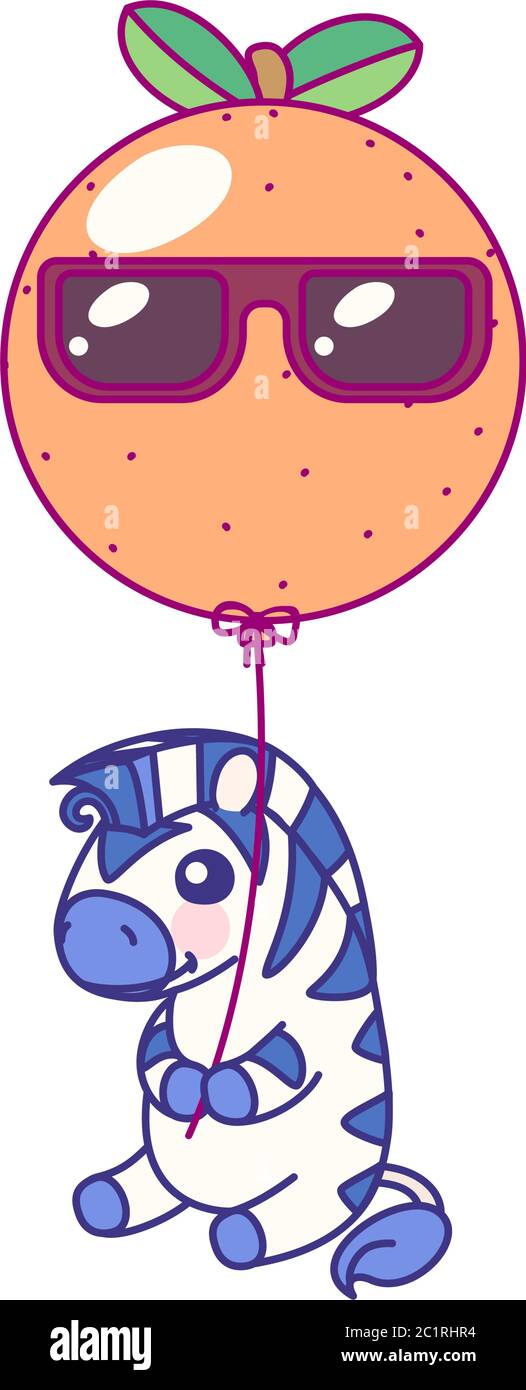 vector flat striped baby zebra. cute animal Stock Vector