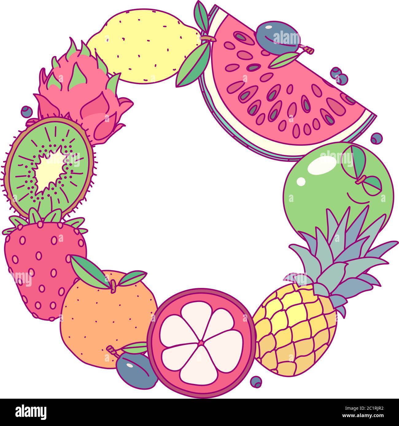 vector fruit circle border frame clip art Stock Vector Image & Art Alamy