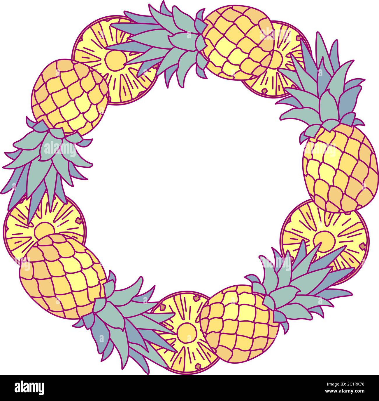 vector fruit circle border frame clip art Stock Vector