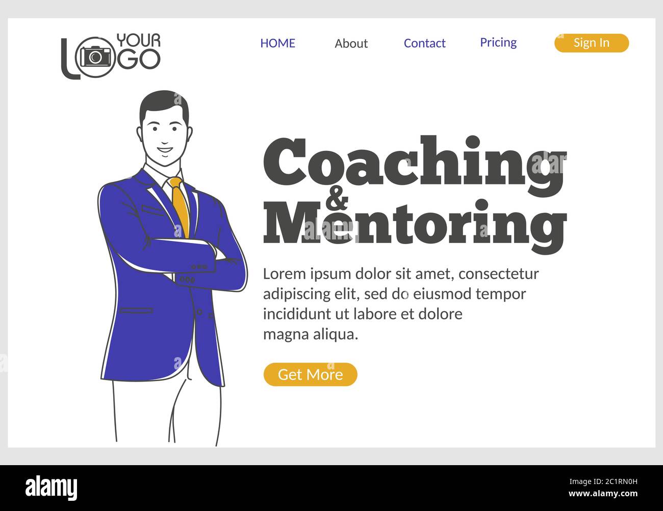 Coaching and Mentoring landing page Stock Vector