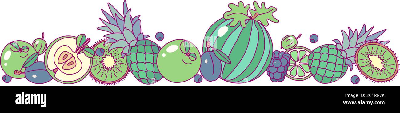 vector fruit panorama border frame clip art Stock Vector