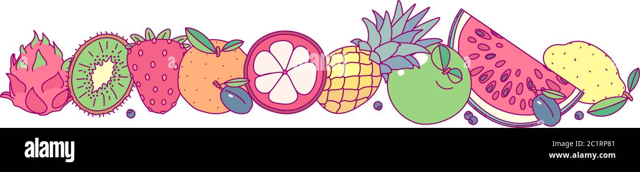 vector fruit panorama border frame clip art Stock Vector