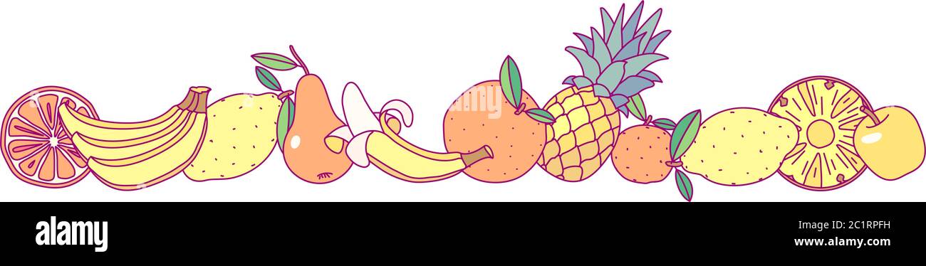 vector fruit panorama border frame clip art Stock Vector