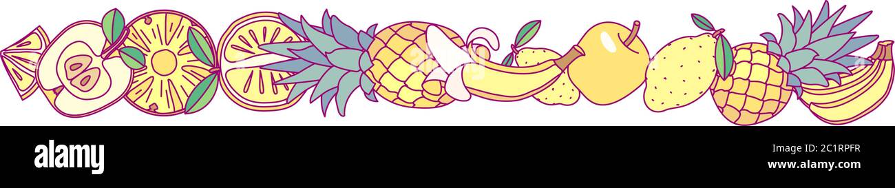 vector fruit panorama border frame clip art Stock Vector