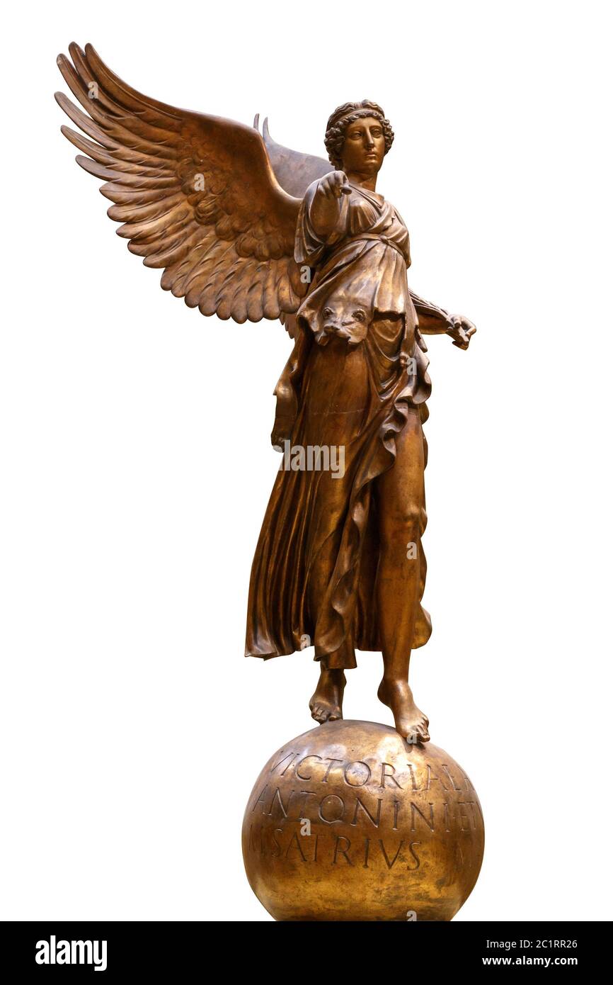 Beautiful young woman angel statue isolated on white background Stock