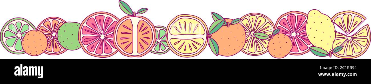 vector fruit panorama border frame clip art Stock Vector
