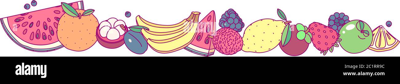 vector fruit panorama border frame clip art Stock Vector
