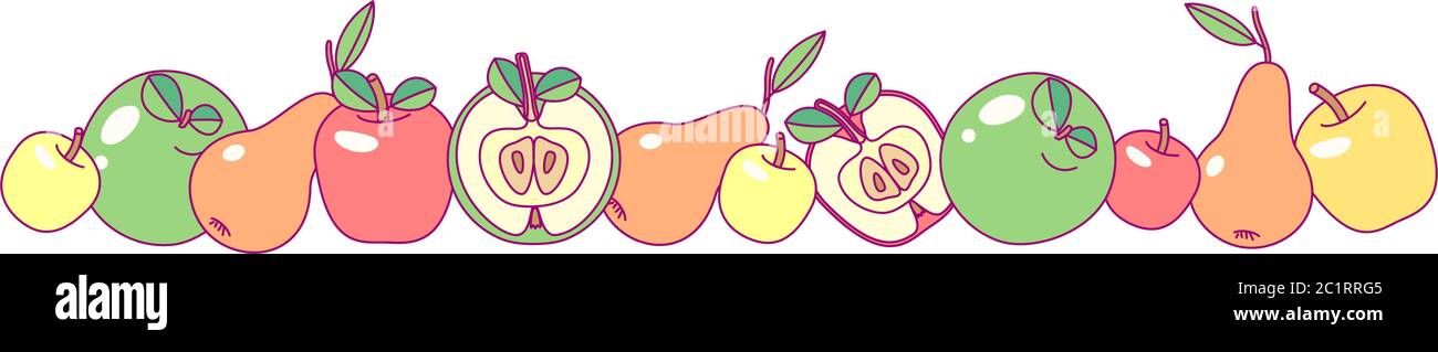 vector fruit panorama border frame clip art Stock Vector