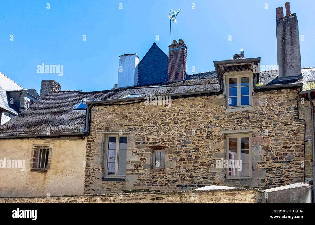 Vintage architecture of Old Town in Vitre (VitrÃ©), Brittany, France Stock Photo