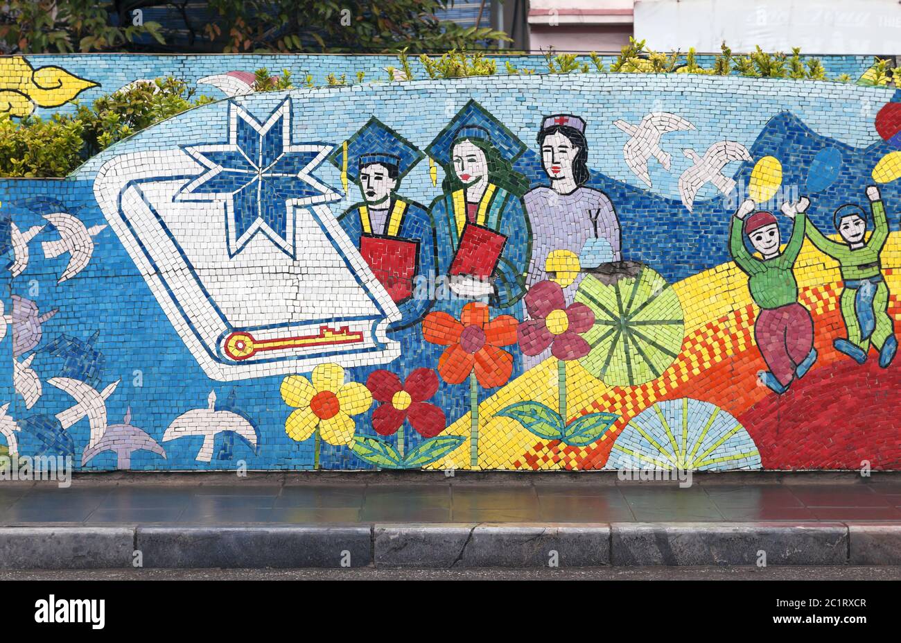 Hanoi VIETNAM JANUARY 12 2015 Ceramic Mosaic Mural In Hanoi Stock hanoi-vietnam-january-12-2015-ceramic-mosaic-mural-in-hanoi-stock