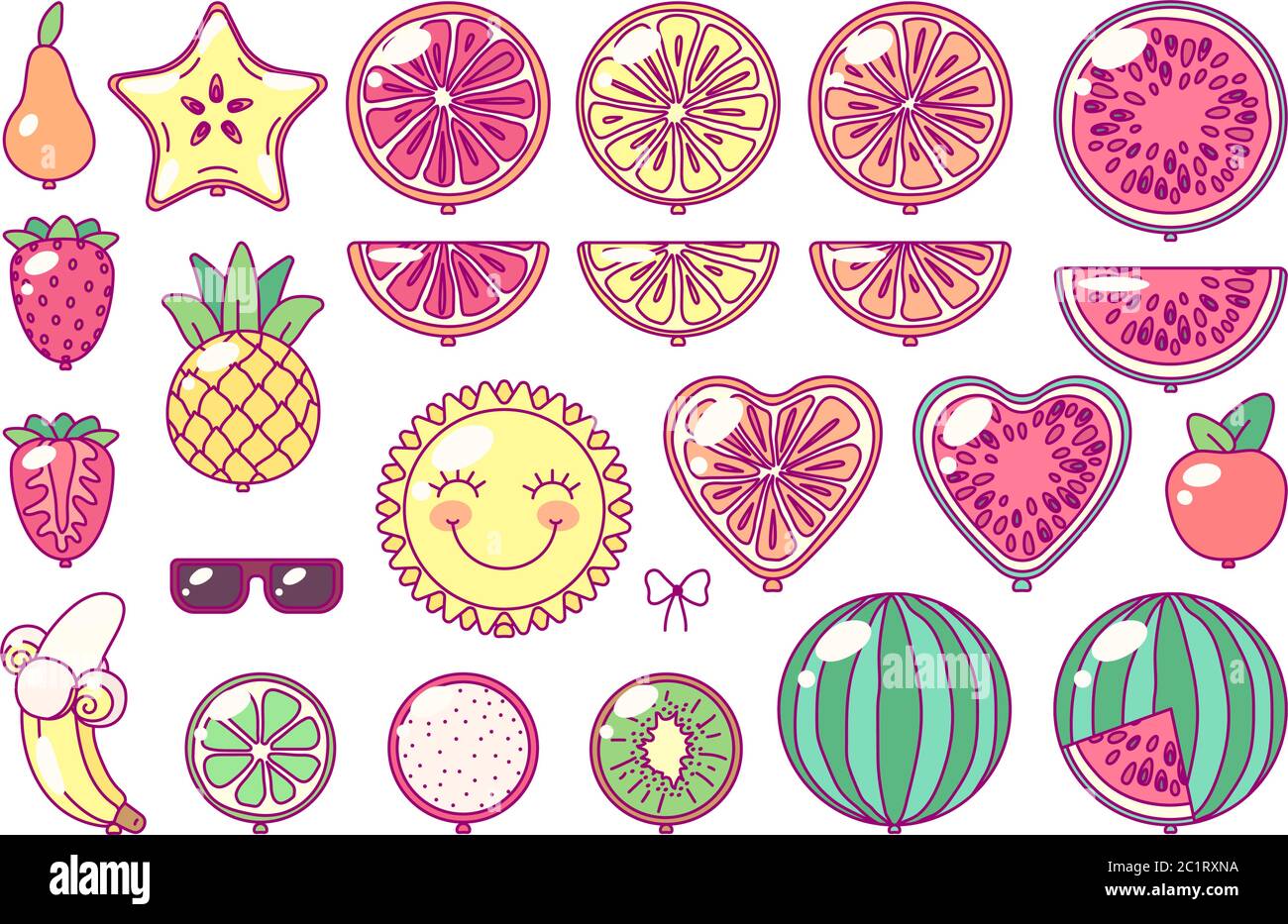 vector balloons set. Fruit summer party clip art Stock Vector