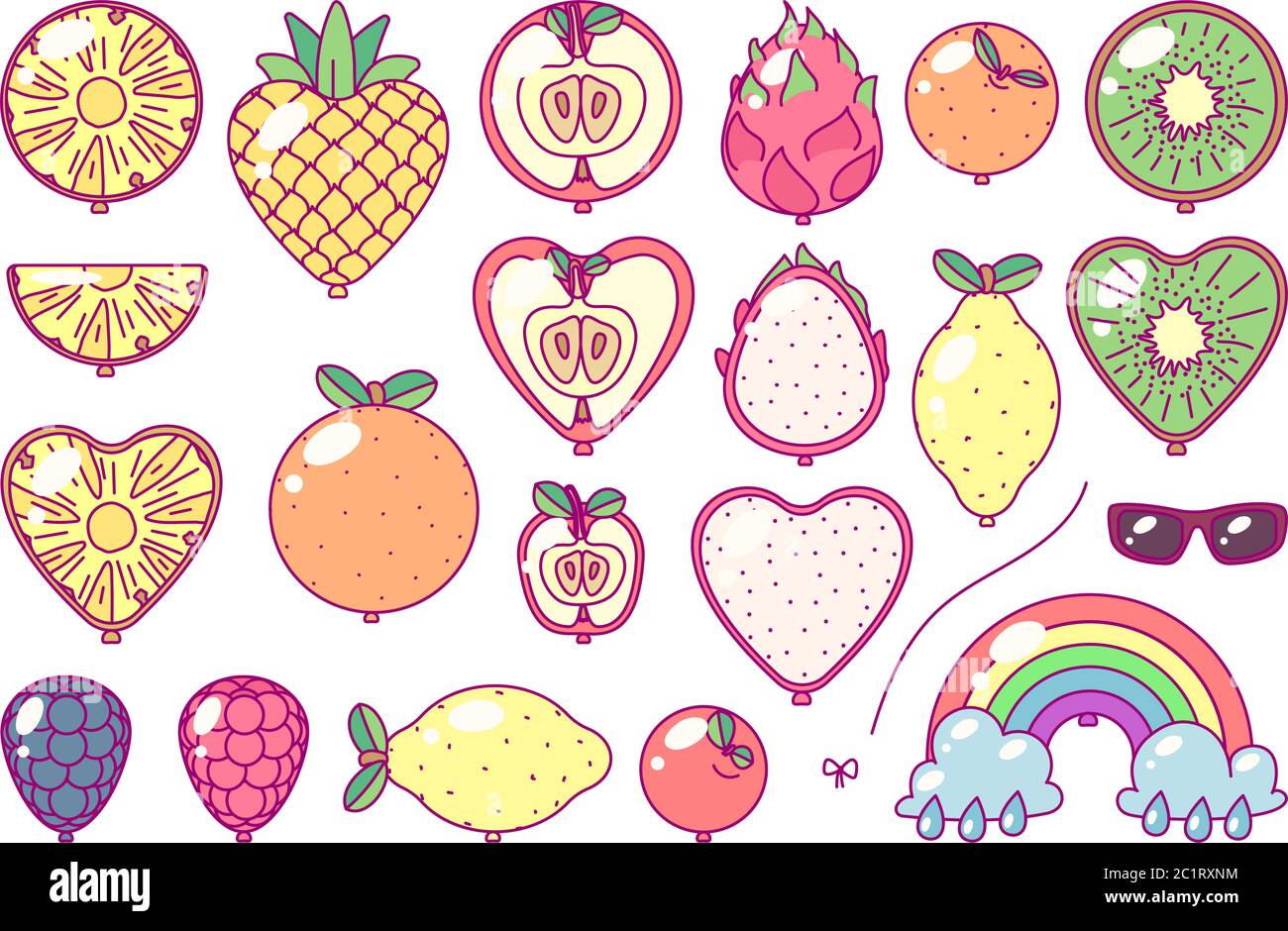 vector balloons set. Fruit summer party clip art Stock Vector