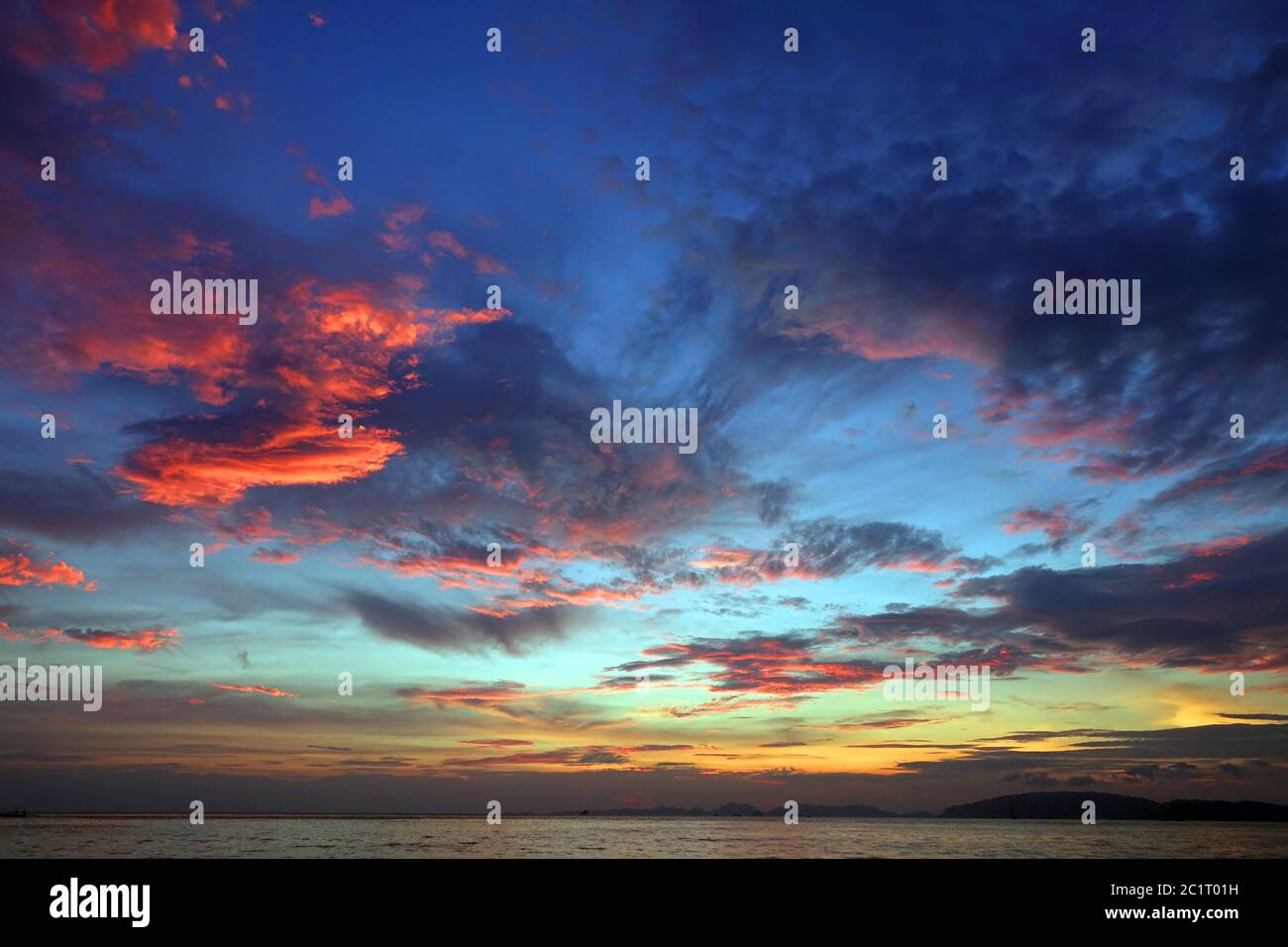 Sky background after tropical sea sunset Stock Photo