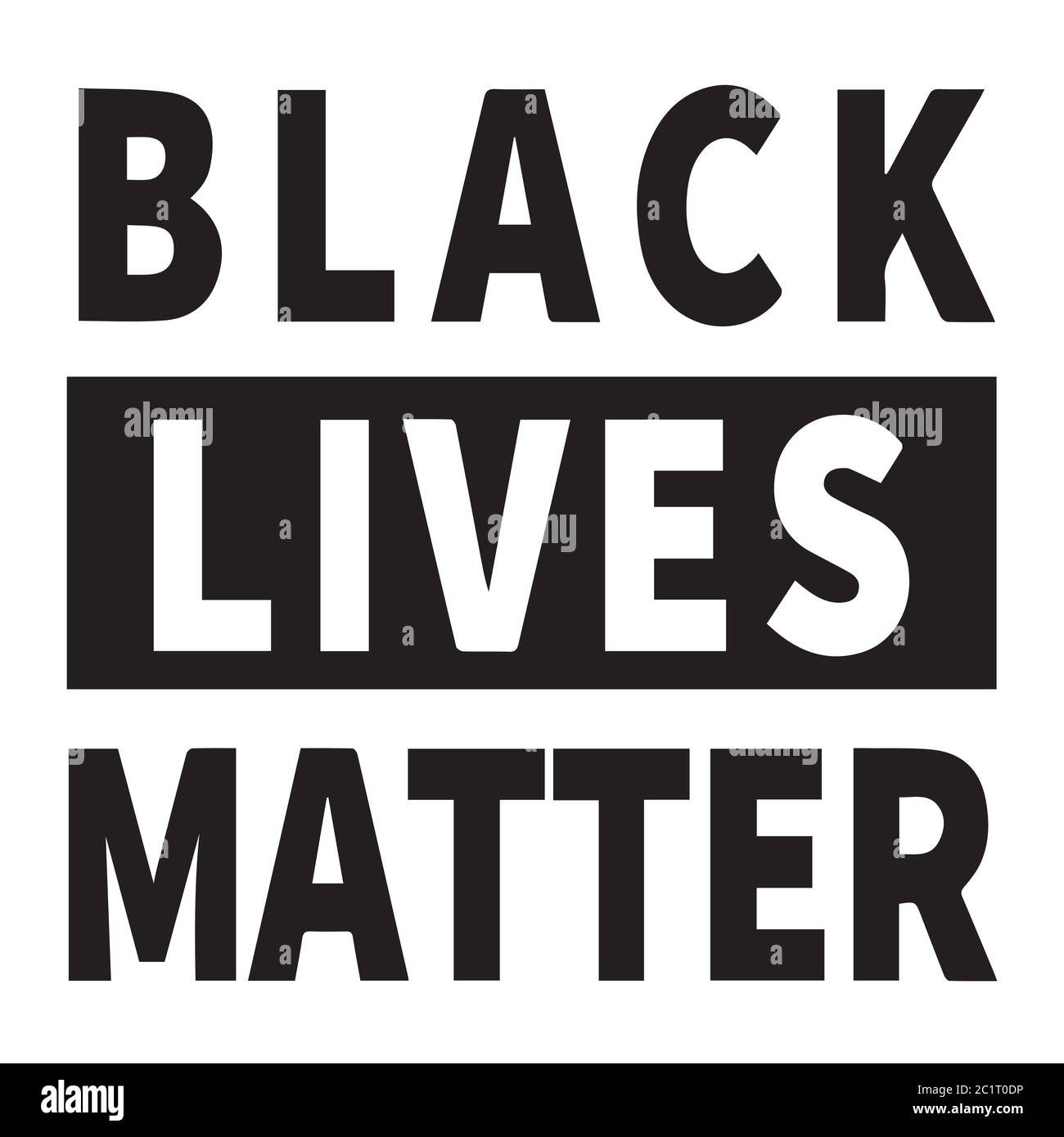 BLM. Black and white illustration depicting Black Lives Matter Text