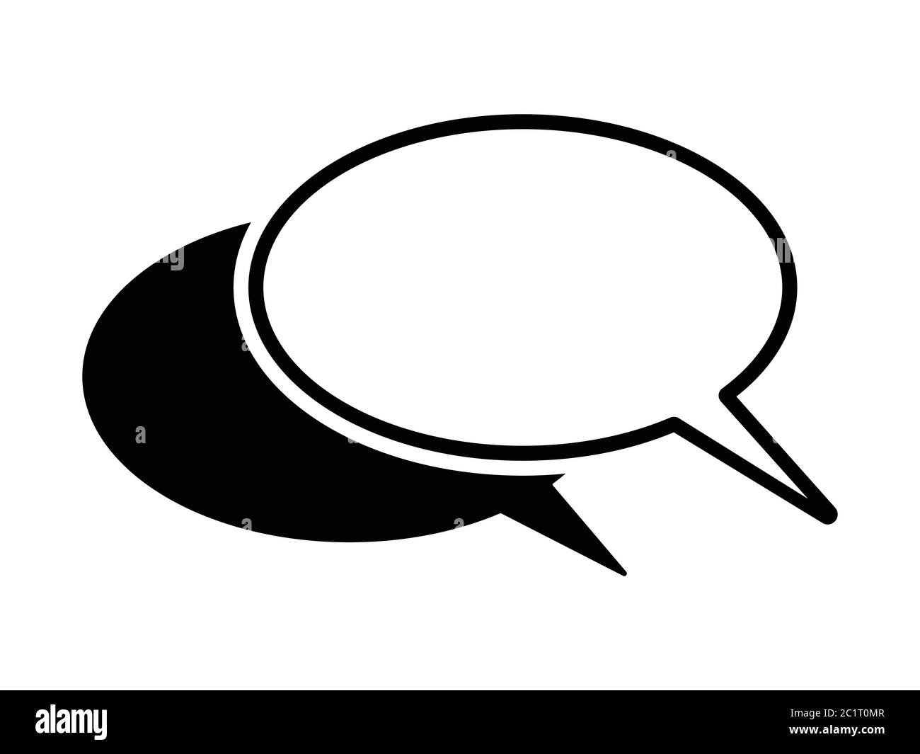 Two Blank Speech Bubbles Icon. Black Illustration Isolated on a White Background. EPS Vector Stock Vector