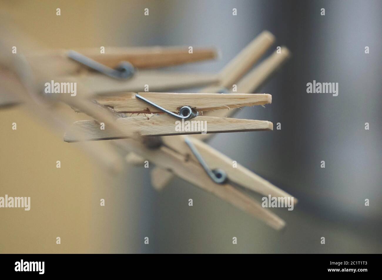 clothespin in the rope Stock Photo