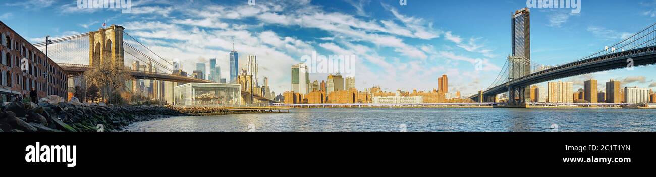 Panorama Manhattan from Brooklyn Stock Photo