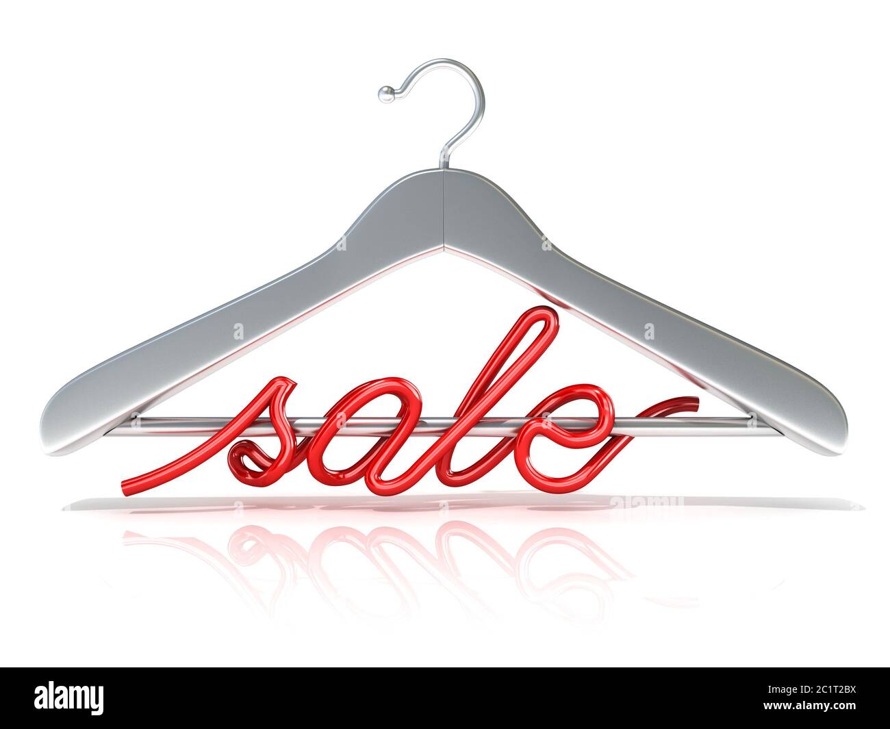 Silver clothes hangers with red sale sign, 3D Stock Photo Alamy