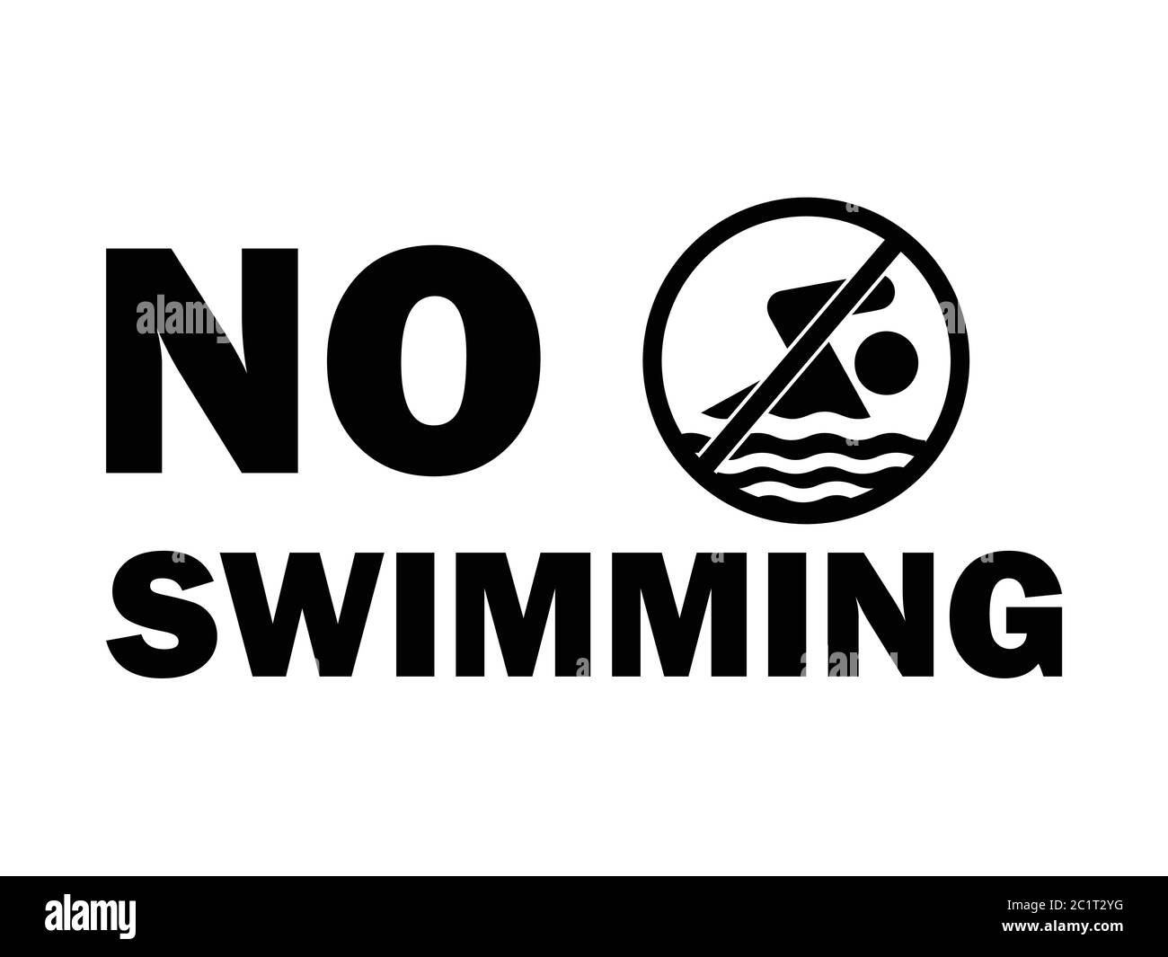 No Swimming Warning Rule Sign Text and Icon. Black and white illustration. EPS Vector Stock Vector