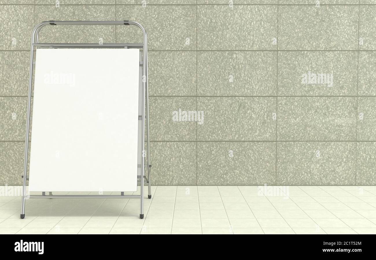 Blank white advertising stand, with copy space board in front of ...