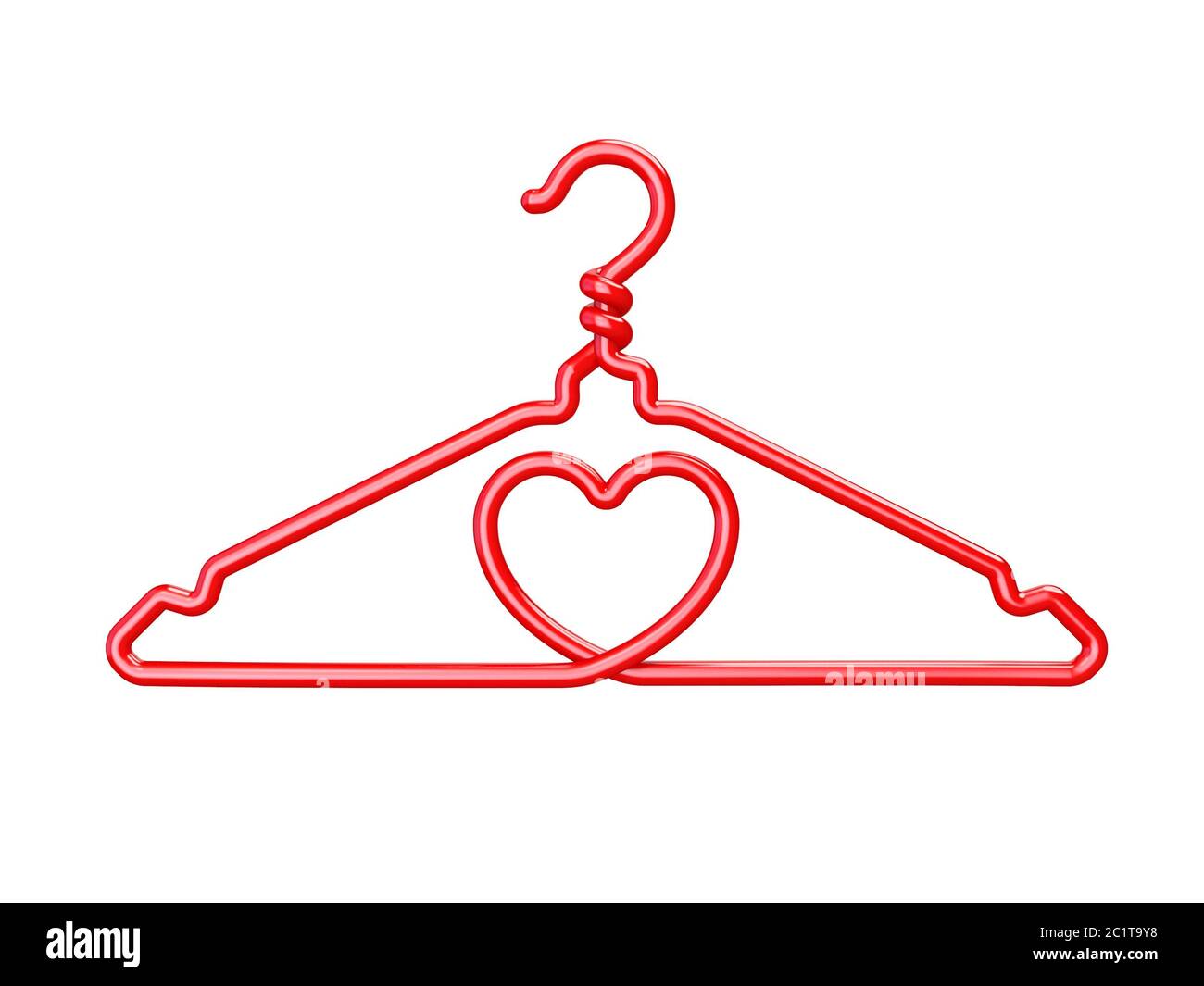 Red wire clothes hangers heart shaped 3D Stock Photo