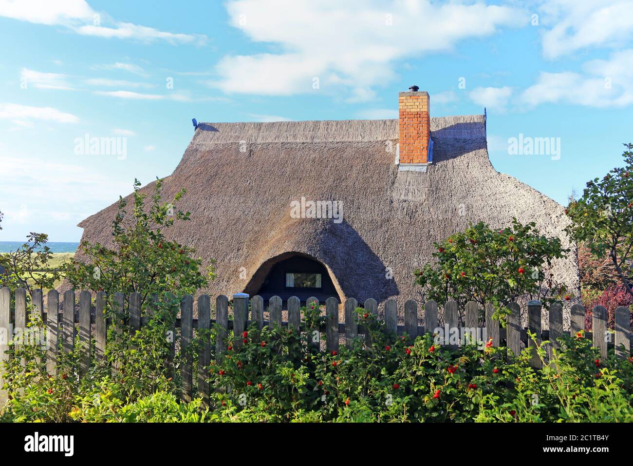 Reetched House in Ahrenshoop on the Baltic Sea Stock Photo