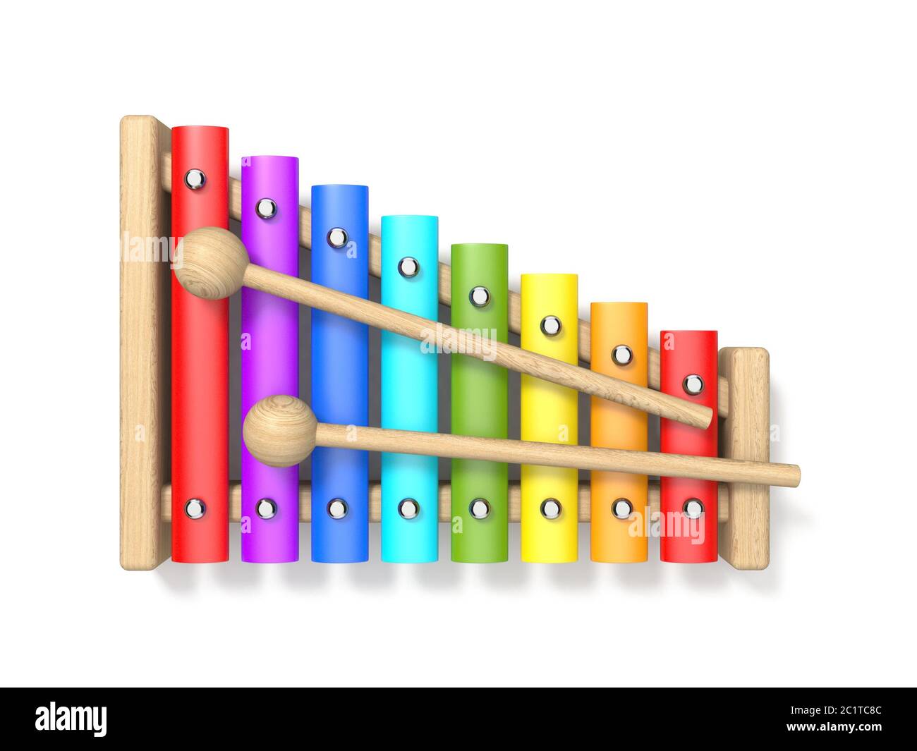 Wooden xylophone with two wood drum sticks 3D Stock Photo Alamy