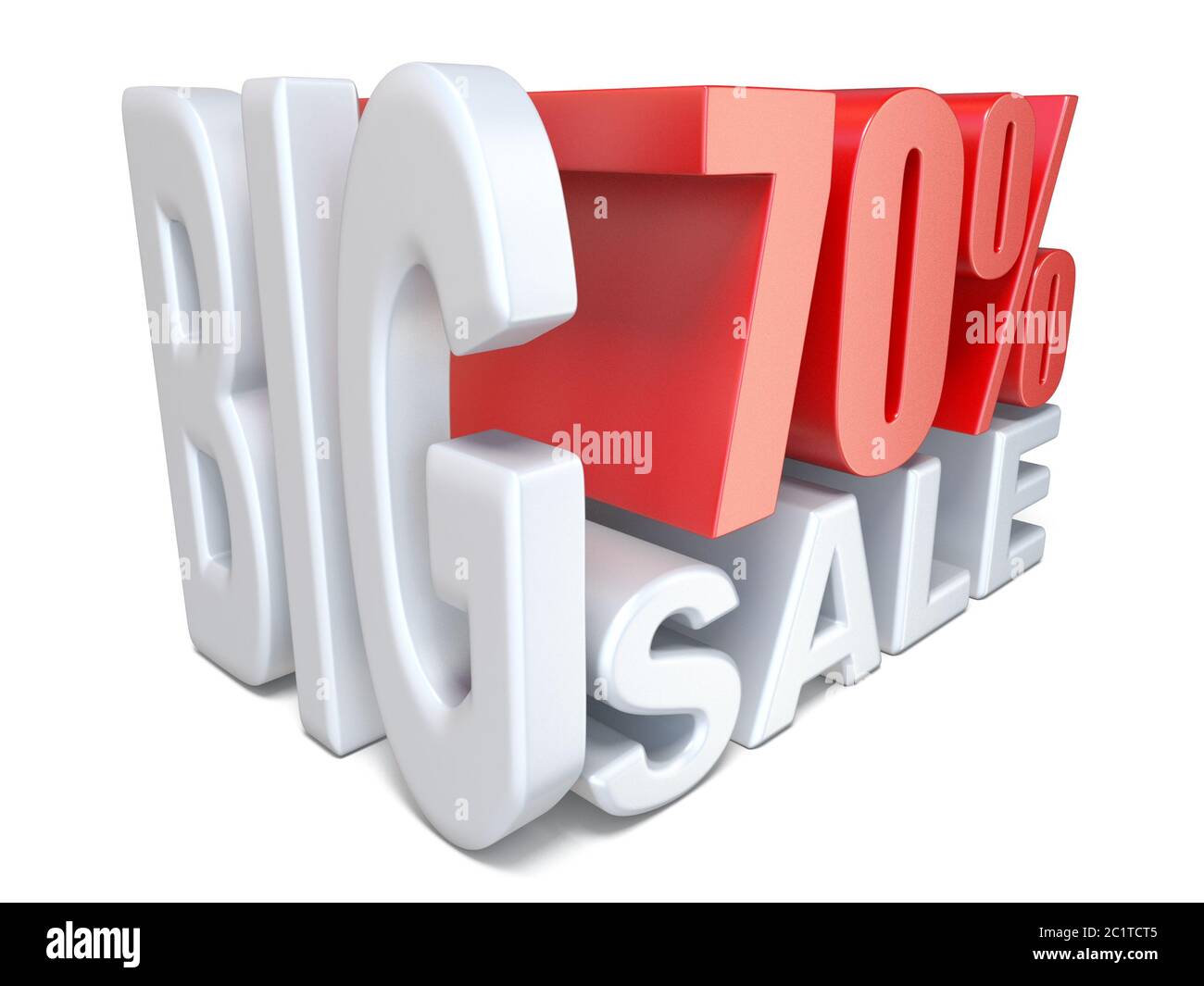 White red big sale sign PERCENT 70 3D Stock Photo