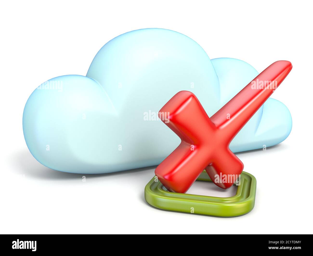 Cloud icon with red check mark 3D Stock Photo