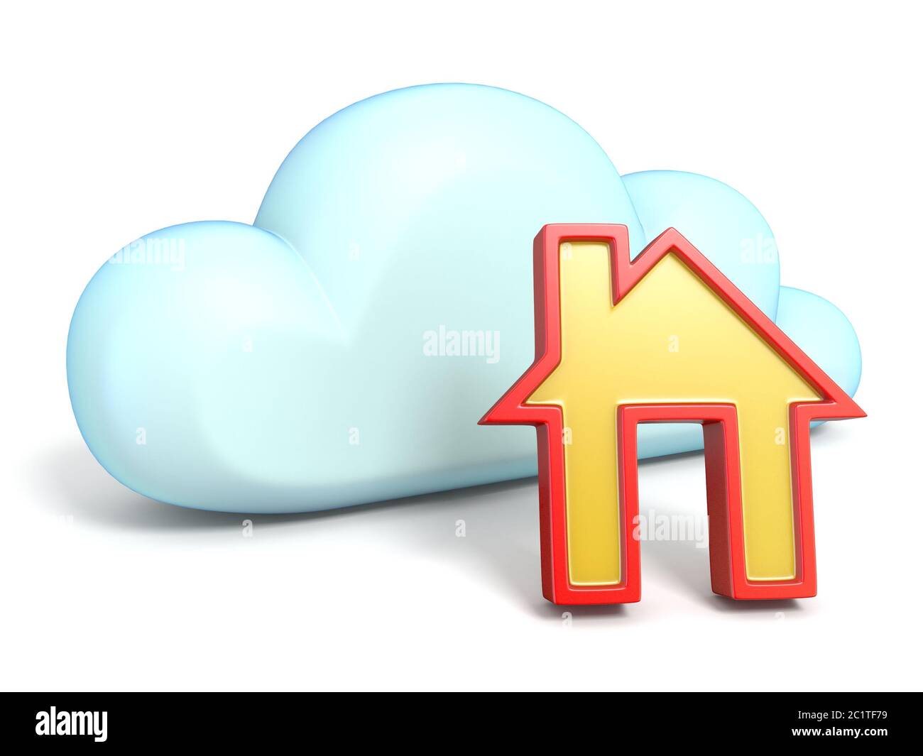 Cloud icon with house 3D Stock Photo