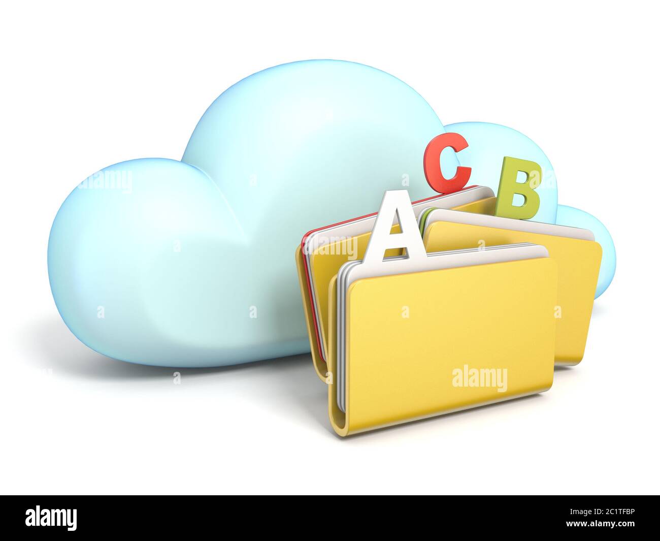 Cloud icon three ABC folders 3D Stock Photo - Alamy