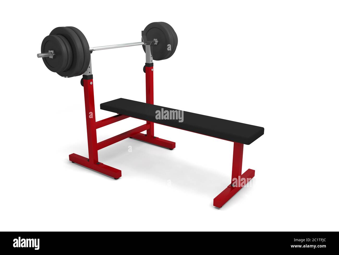 gym bench with dumbbell barbell weight bodybuilding weightlifting 3D Stock  Photo - Alamy