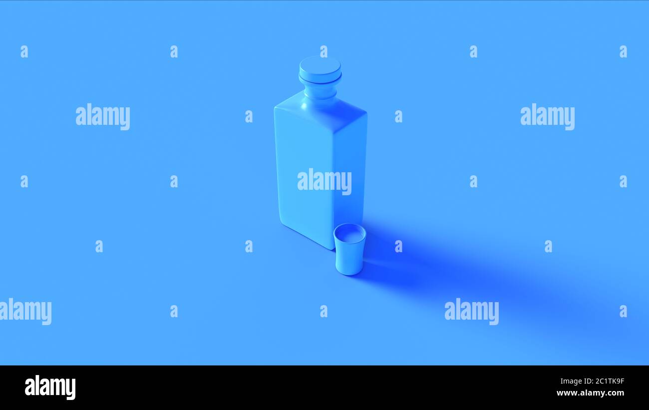 Blue Alcoholic Drink in a Glass Decanter Bottle with a Glass Stop and