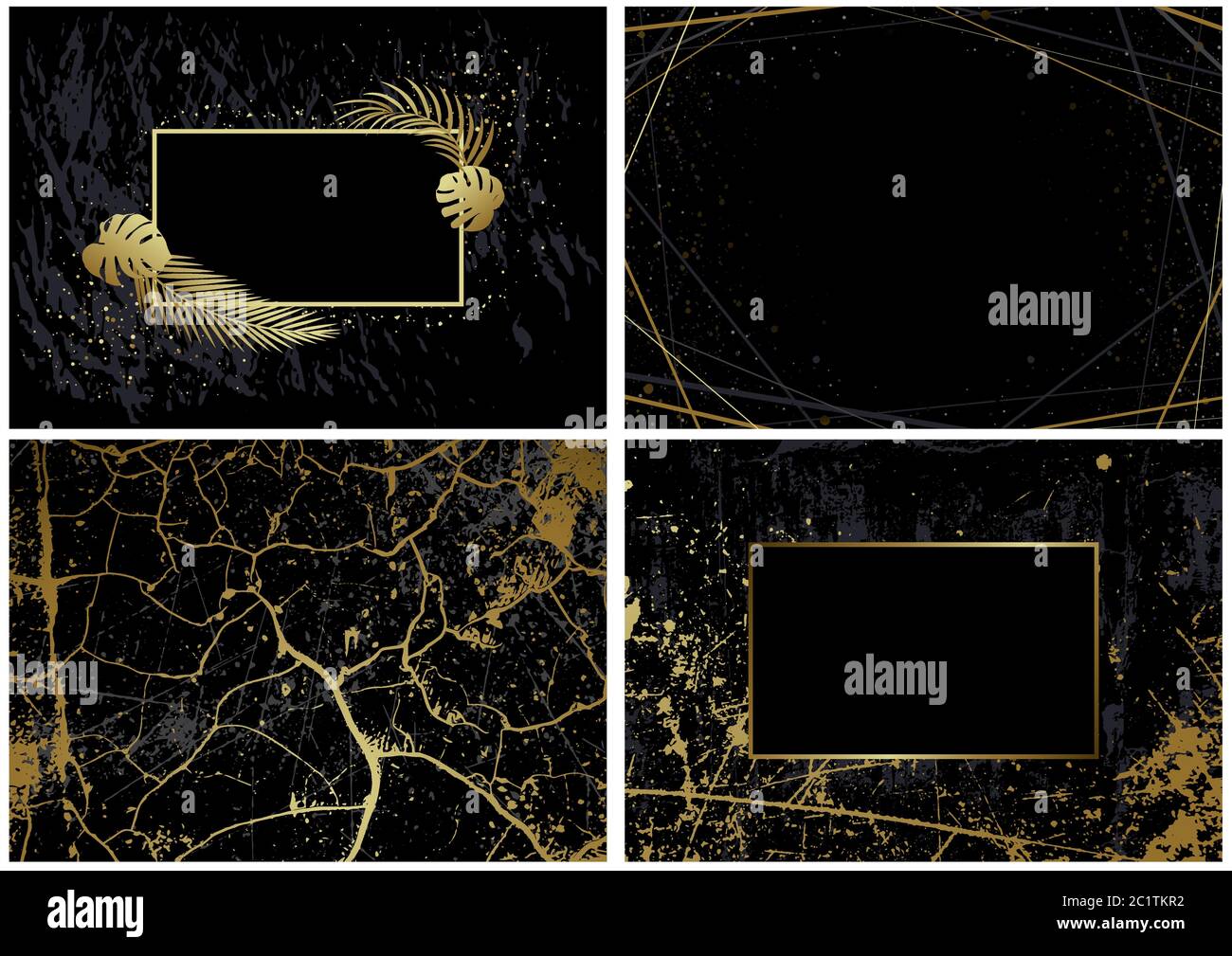 Black Backgrounds with Golden Decoration Set Stock Vector Image & Art ...