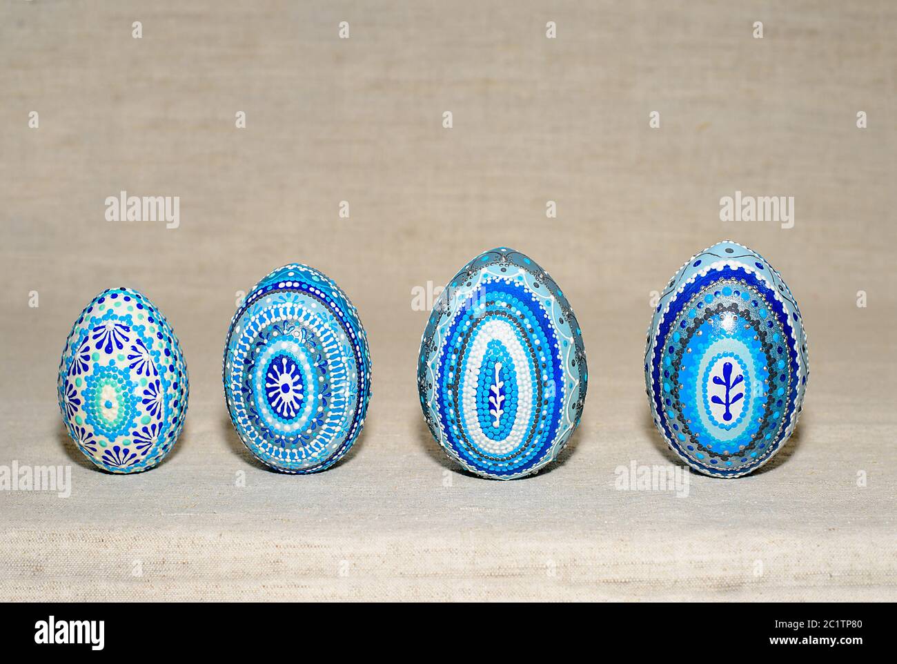 the Easter eggs, the hand-painted with acrylic paints Stock Photo