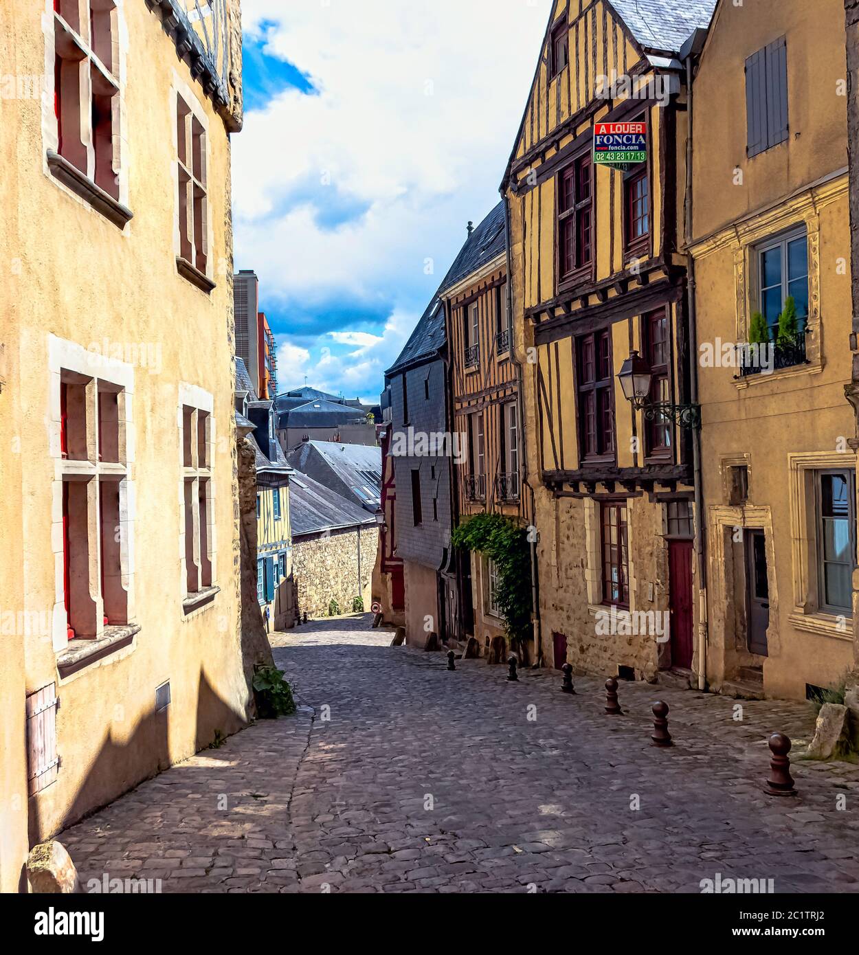 Street of Le Mans Old Town with vintage architecture in Le Mans, Maine, France Stock Photo