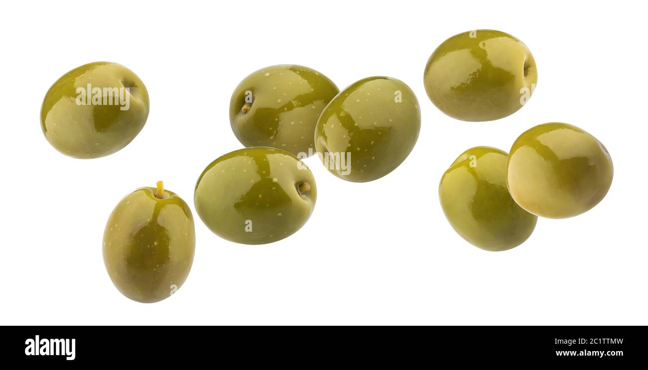 Green olives isolated on white background with clipping path Stock ...