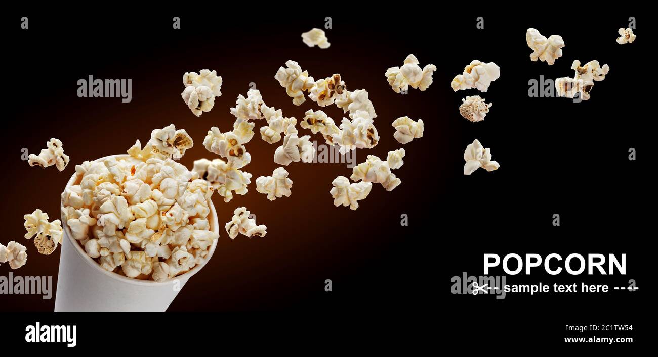 Popcorn in cardboard box Stock Photo