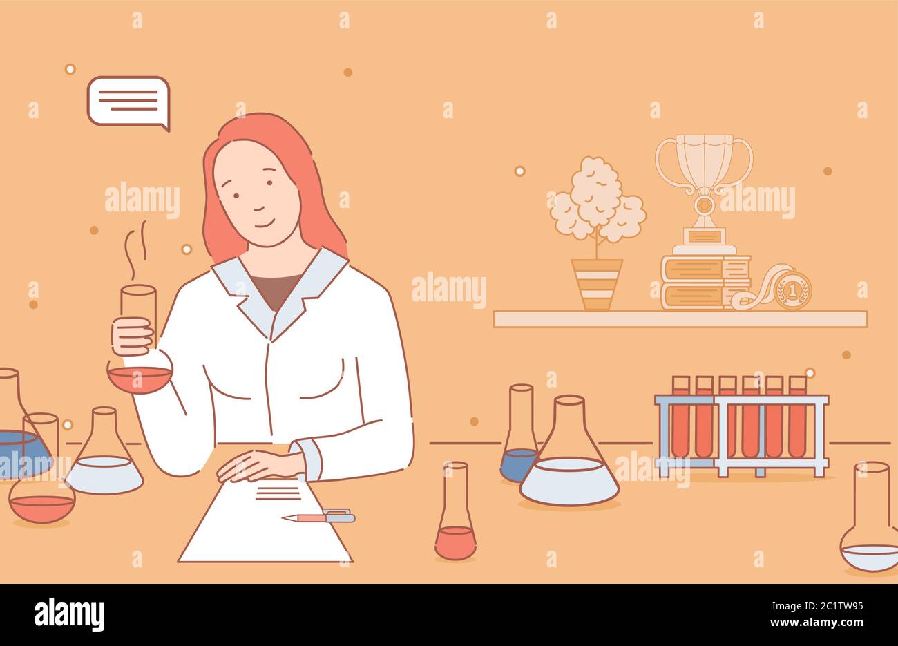 Girl doing experiments Stock Vector Images - Alamy